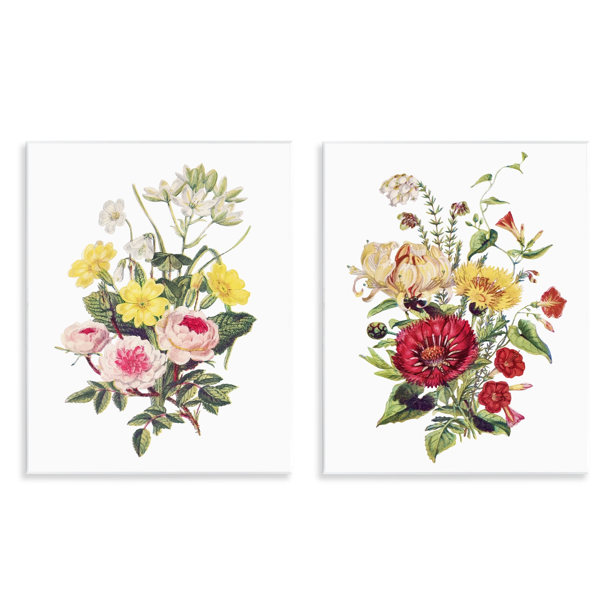 Mixed Flower Bushels 2 Piece Wall Plaque Art Set, design by Lettered and Lined