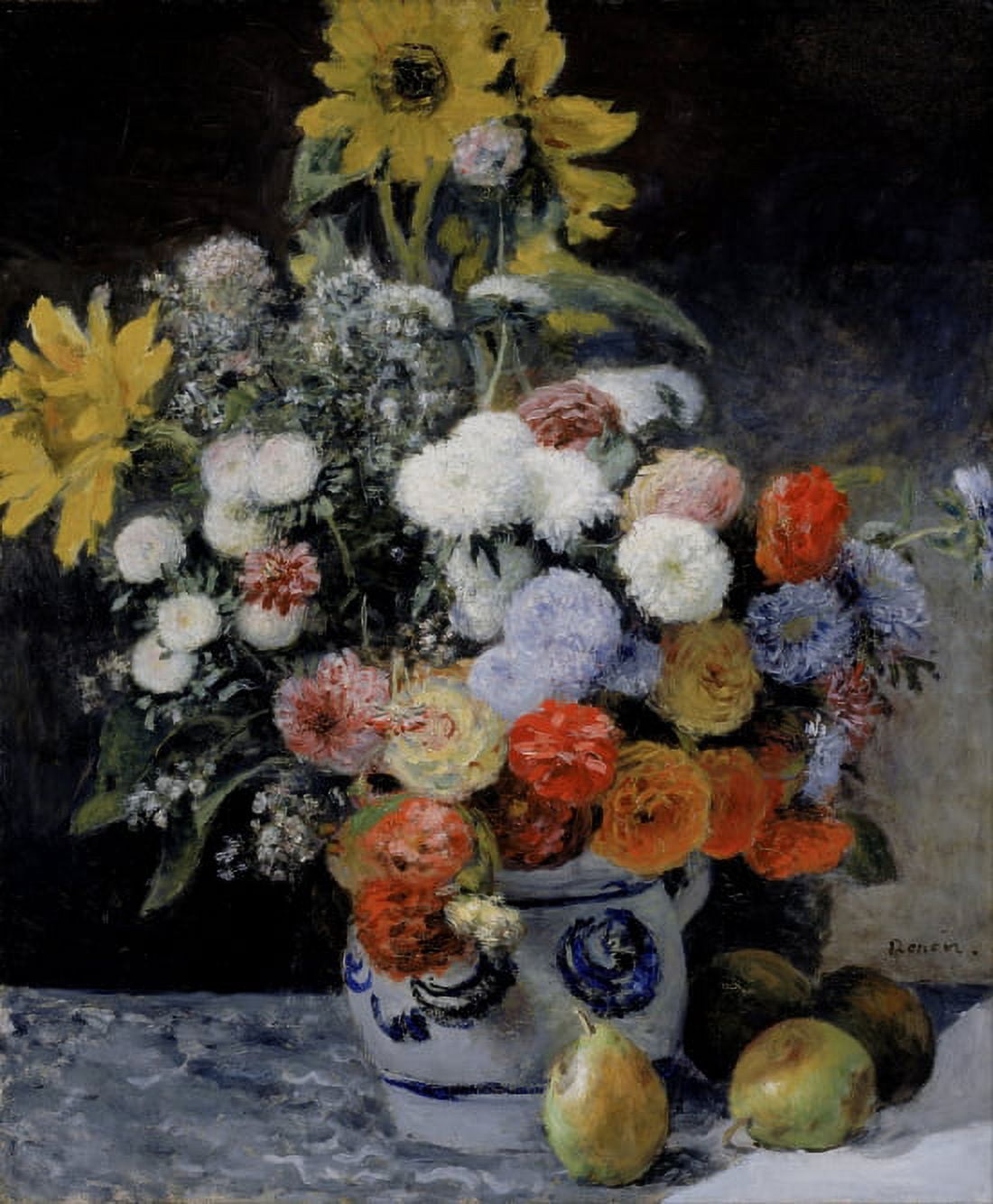 Mixed Flowers In An Earthenware Pot Canvas Art - Pierre Auguste Renoir (18 x 24)
