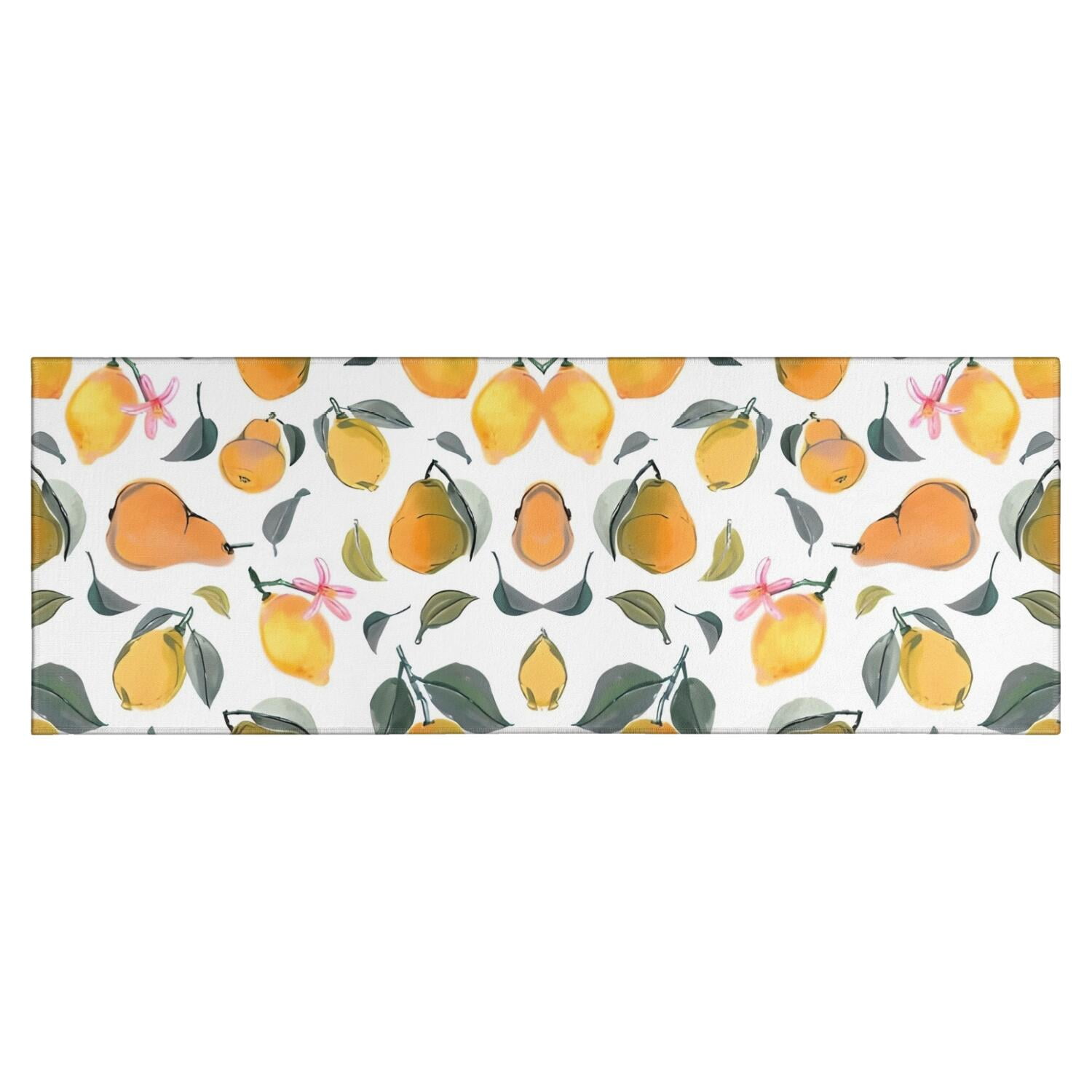 Mixed Fruits Leaves White Pattern Kitchen Rug Mat,Kitchen Runner Rugs ...