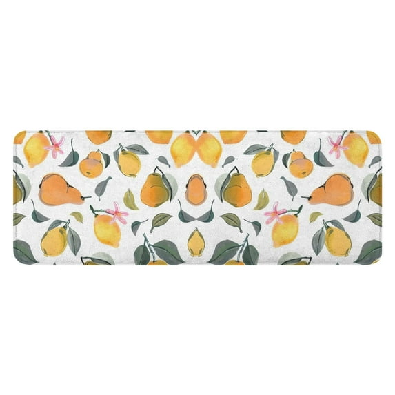 Mixed Fruits Leaves White Pattern Kitchen Rug Mat,Kitchen Runner Rugs Non Skid Washable,Decorative Kitchen Floor Mats for Kitchen,Sink,Laundry,17"x47.2"