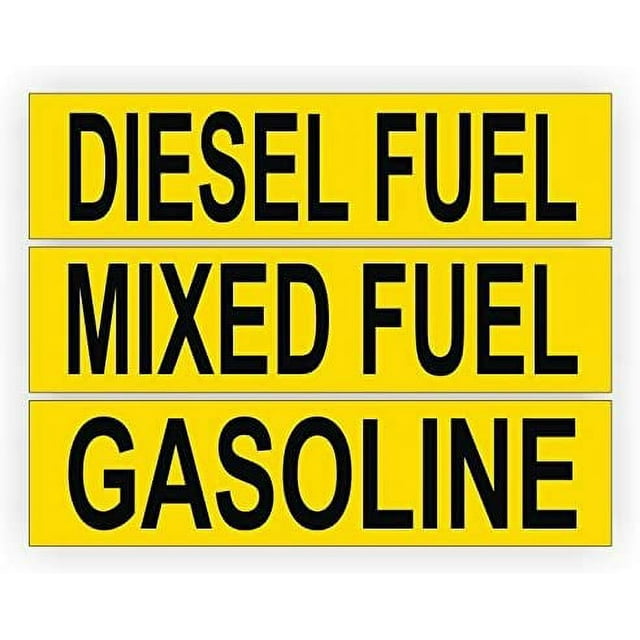 Mixed Fuel, Diesel Fuel and Gasoline Vinyl Decals / Labels / Stickers