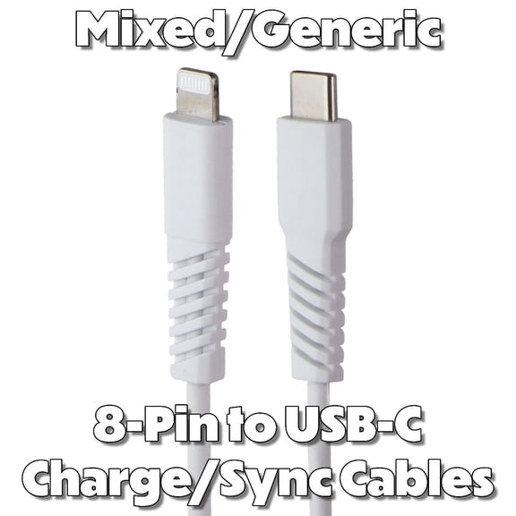 Mixed/Generic 8-Pin to USB-C Charge/Sync Cables - Mixed Brands/Style