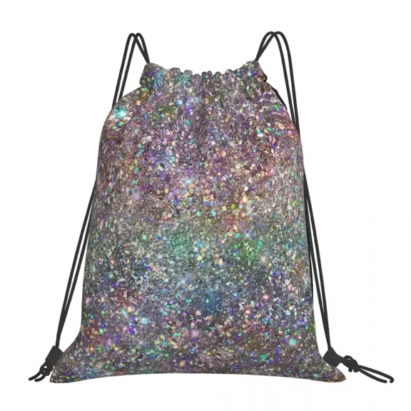 Mixed Glitter Digital Art NOT REAL GLITTER Backpack Portable Drawstring Bags Storage Bag Book Bags For Travel School