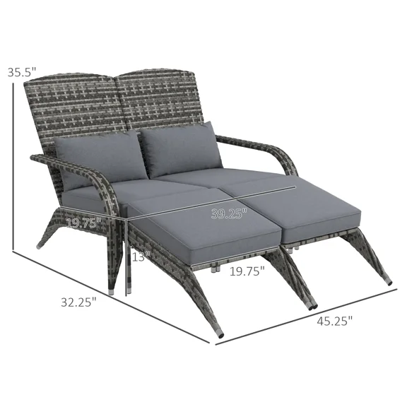 Mixed Gray Outdoor High-Back Chair,Garden Wicker Chair,2 Person Fire Pit Chair