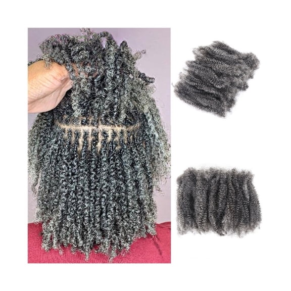 Mixed Grey Braiding Hair Afro Kinky Curly Bulk Human Hair 1Pack/50g Burmese Hair No Weft