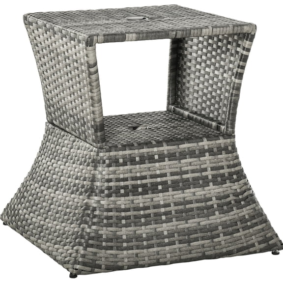 Mixed Grey Wicker - 2 - Tier Shelving - Garden Hangouts / Storage Convenience