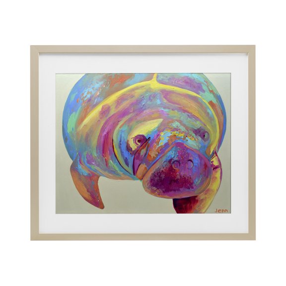 Stupell Industries Mixed Hue Manatee Birch Framed Print Under Glass, design by Jennifer Seeley, 17 x 21