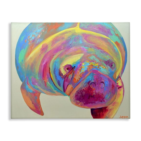 Stupell Industries Mixed Hue Manatee Canvas Wall Art, design by Jennifer Seeley, 30 x 40