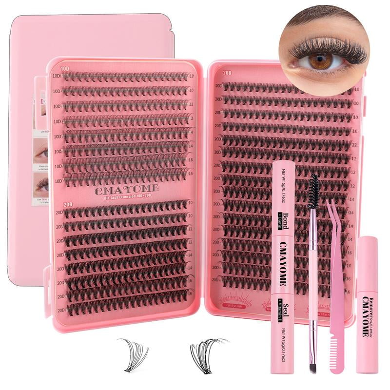 Mixed Length False Eyelashes with Bond and Seal & Remover & Tweezers&Eyelash Curler, Natural Eyelash Extensions, Faux Clusters Lash