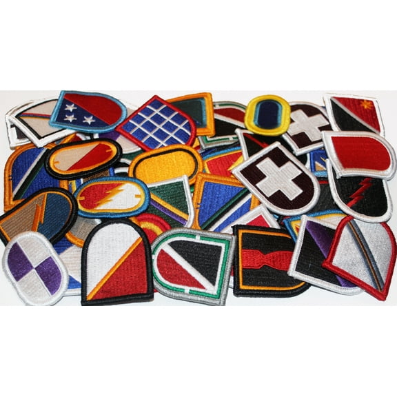Mixed Lot of 50 US Army Beret Flash and Oval Military Sew-On Insignia Patches