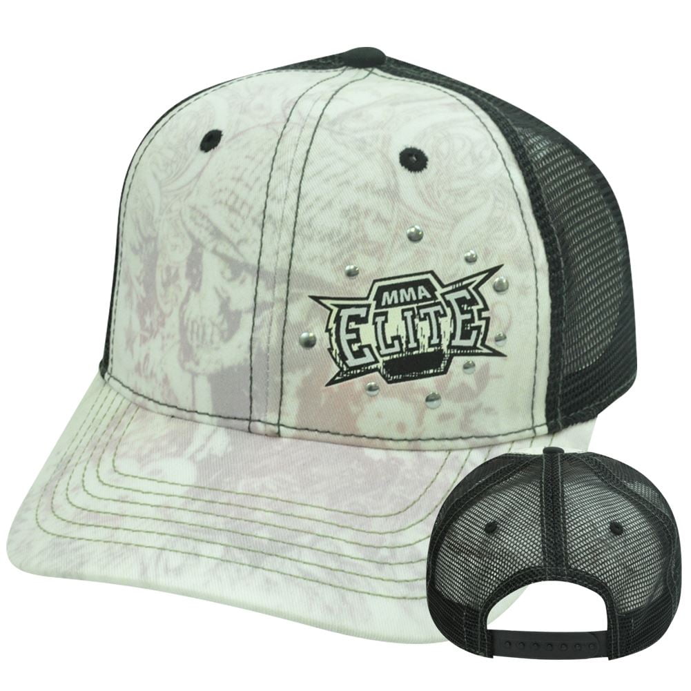 Mixed Martial Arts MMA Elite Mesh Skull Snapback Curved Bill Sublimination Hat Cap