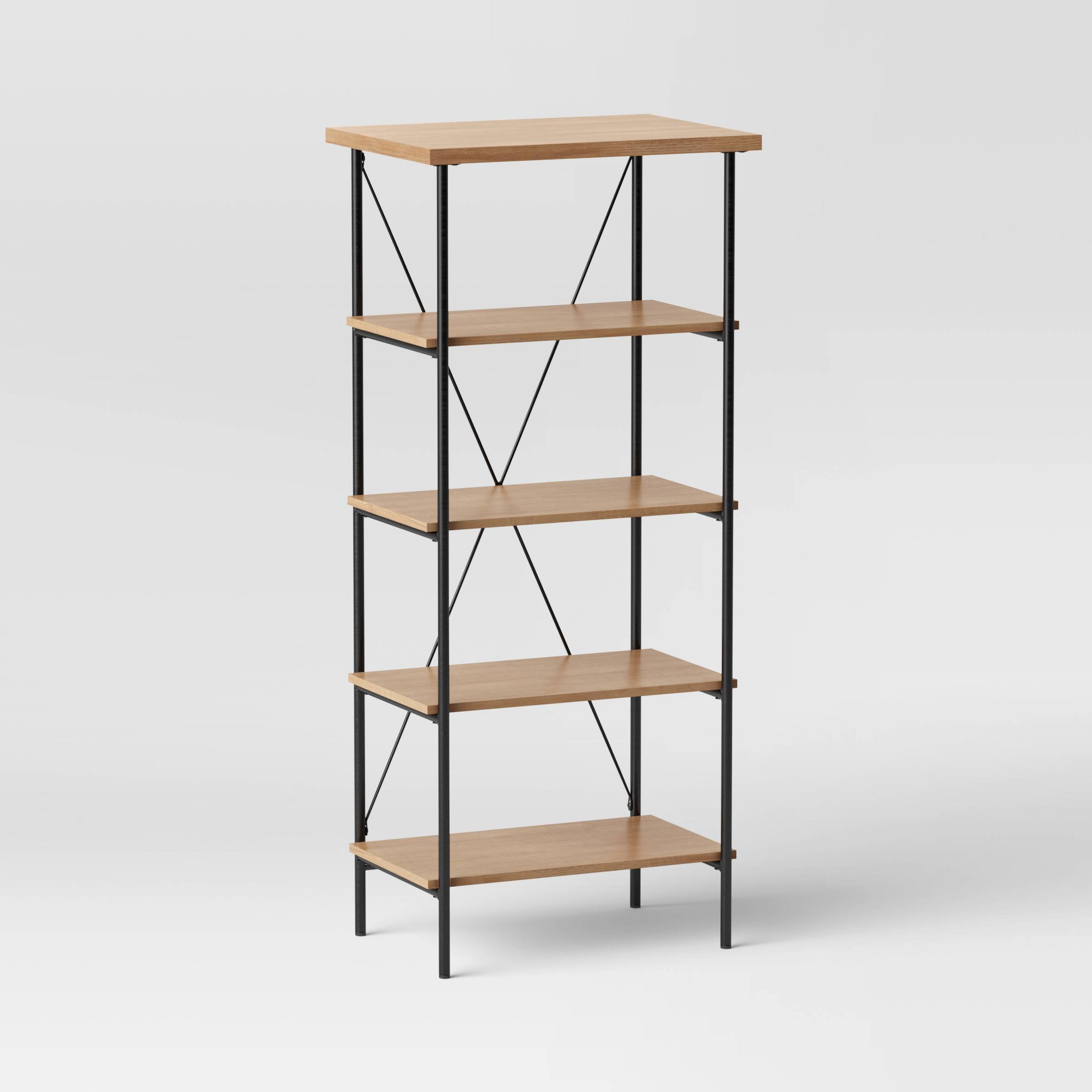 Mixed Material Media Tower Bookcase Natural