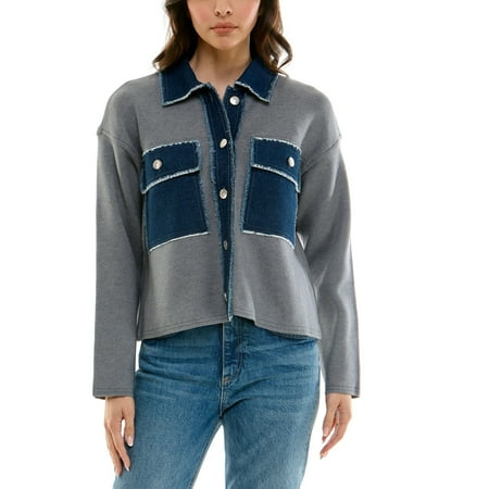 Mixed Media Button Down Top