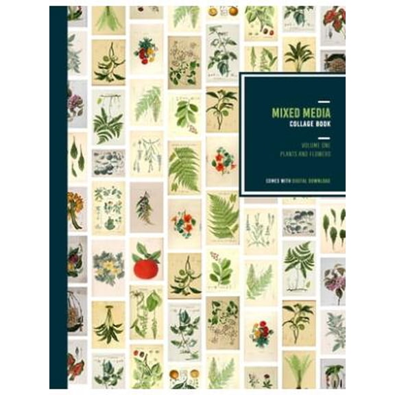 Mixed Media Collage Book : Vintage illustrations of Flowers, Plants, Mushrooms and roses Vintage scrapbook paper to cut and tear Junk Journalling ephemera and scrap book paper