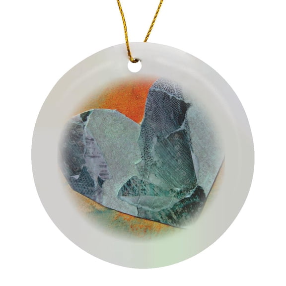 3drose, Mixed Media Heart Collage by Angelandspot, Circle Porcelain Ornament