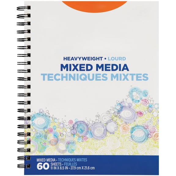 Mixed Media Journal, 8.5 x 11 Inch Heavyweight Sketchbook, 60 Sheets Acid Free Spiral Bound Notebook, For Sketching, Drawing, Painting, Watercolor, Acrylic, Pencil, Charcoal, Art Projects
