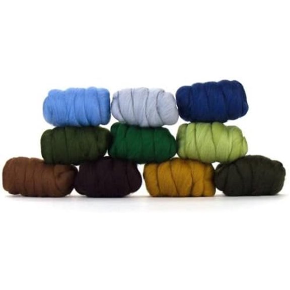 | Mixed Merino Wool Variety Pack - Countryside Drive | Perfect Wool Roving for Spinning, Rolags, Needle Felting, Wet Felting, Tapestry, Weaving and Crafting (Multicolored)$$Art & Craft