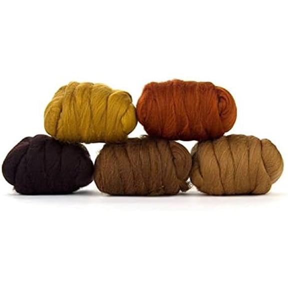 | Mixed Merino Wool Variety Pack | Perfect Wool Roving for Spinning, Needle Felting, Wet Felting, Weaving and Crafting (Barky Brown (Browns), 250 Grams)$$Art & Craft