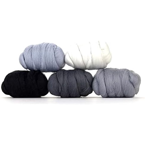| Mixed Merino Wool Variety Pack | Perfect Wool Roving for Spinning, Needle Felting, Wet Felting, Weaving and Crafting (Hazy Gray (Grays), 250 Grams)$$Art & Craft