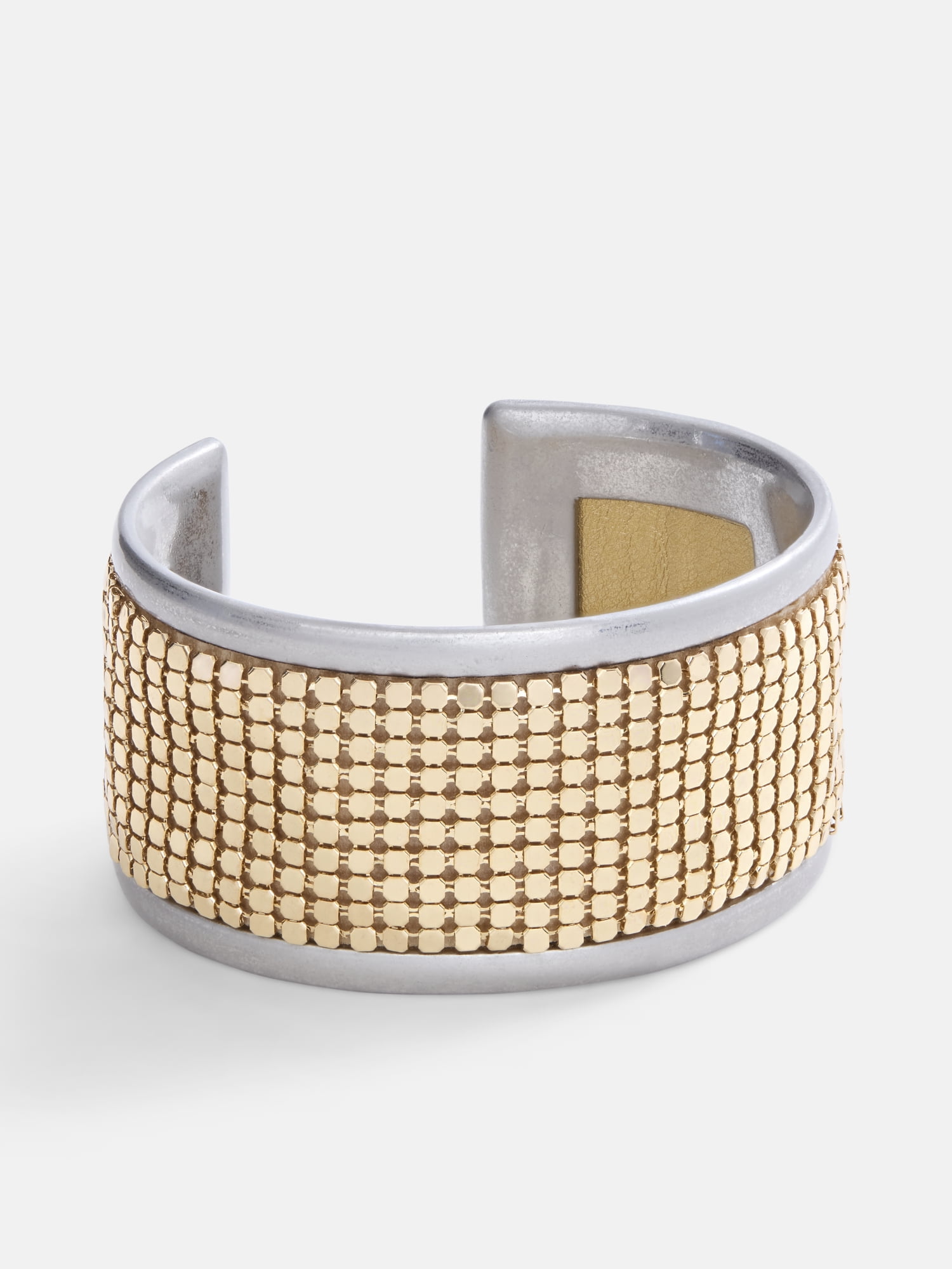 Scoop Chainmail Cuff Bracelet, Mixed Metal