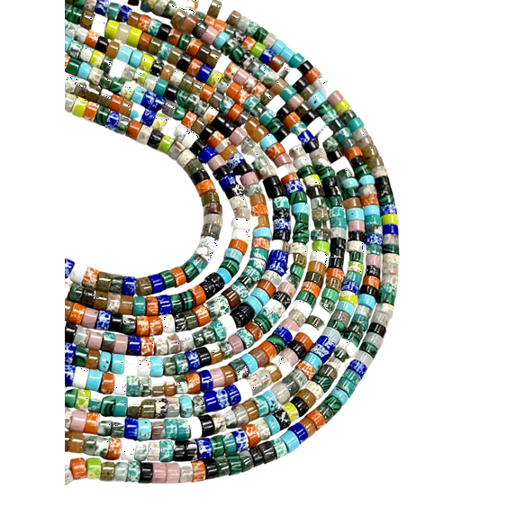 Mixed Natural Gemstone Heishi Disc Tyre Shape Beads Strand Size 4x2mm Real Gemstone Beads Full 16" Beads Strand For Jewelry Making