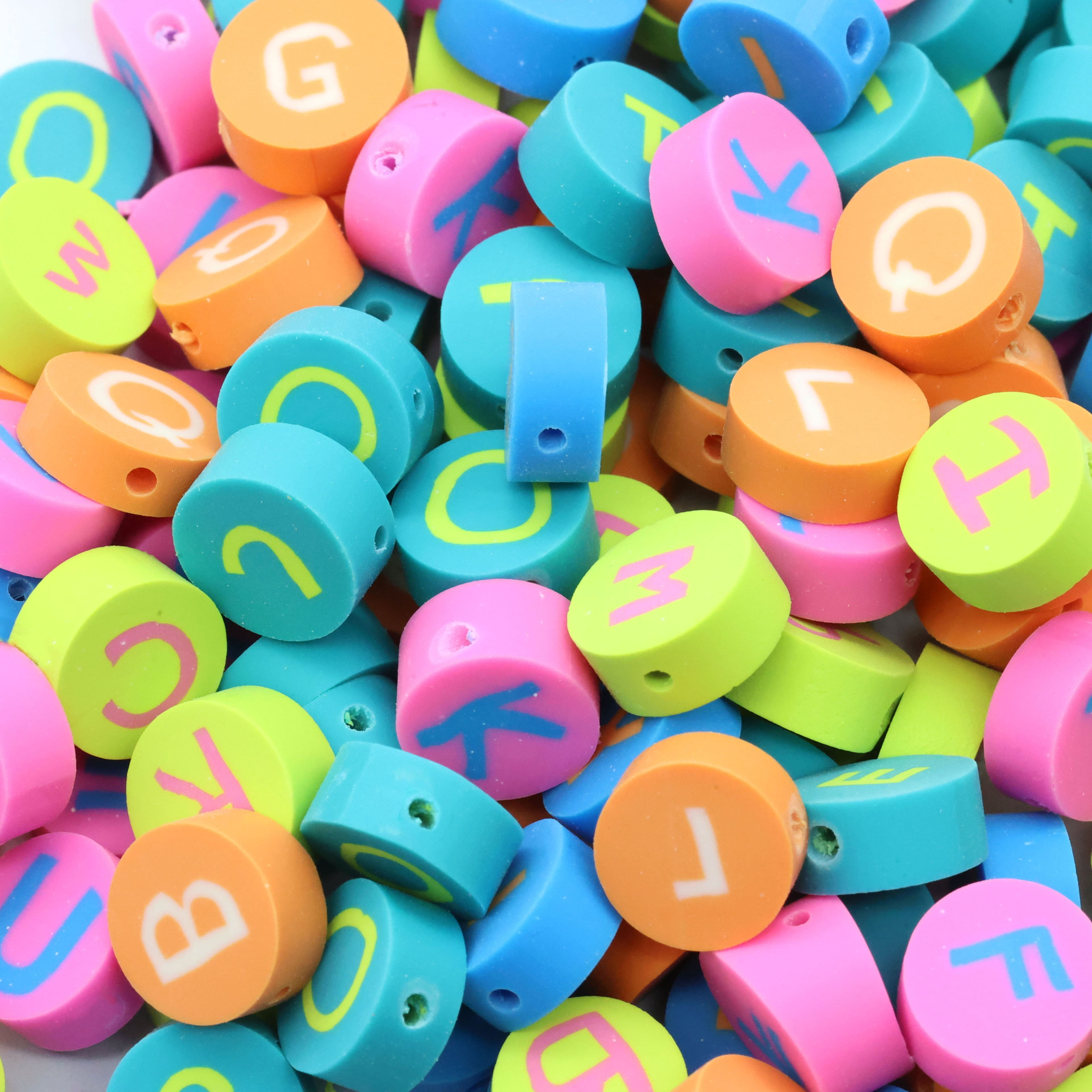 Mixed Neon Clay Alphabet Beads by Creatology – 10mm PVC Letter Beads in Bright Colors for Personalized Jewelry & Crafts - 12 Pack