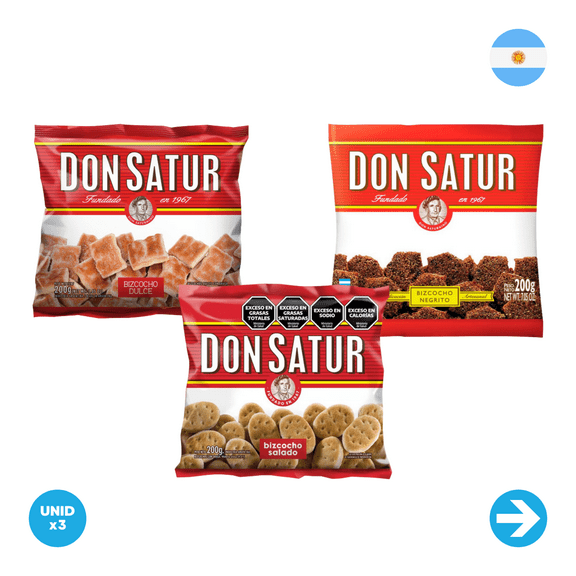 Mixed Pack Don Satur Classic Biscuits, Sweet Biscuits and Black Biscuits x12 units