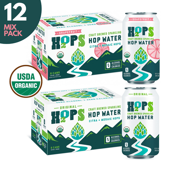 Mixed Pack Organic Hop Water 12 pack 12oz cans (Zero Alcohol - Zero Calorie - Gluten Free) NA Beer
