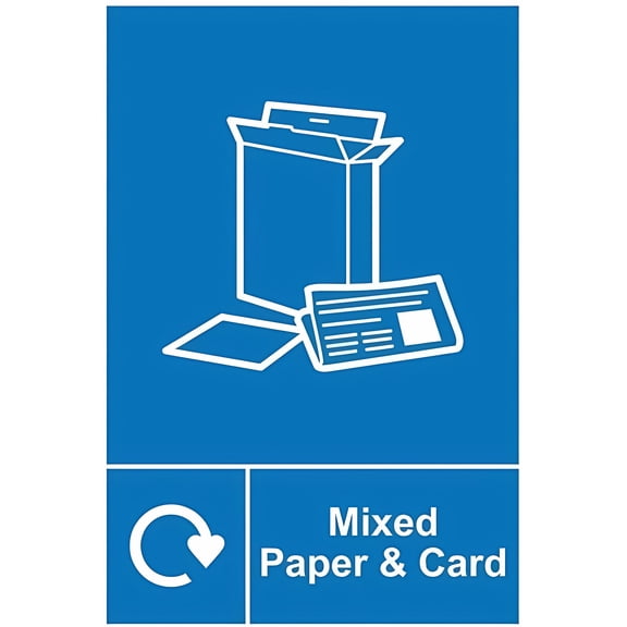 Mixed Paper & Card Recycling Sign Site Security - 8"x12" Warning Caution Sign, Waste Sorting Decor for Outdoor Indoor Home Business Workplace