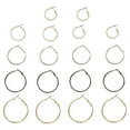 thumbnail image 1 of Women's Mixed Plate Textured Hoop Earrings Set – Goldtone, Metal, Black – Hypoallergenic, 1 of 1