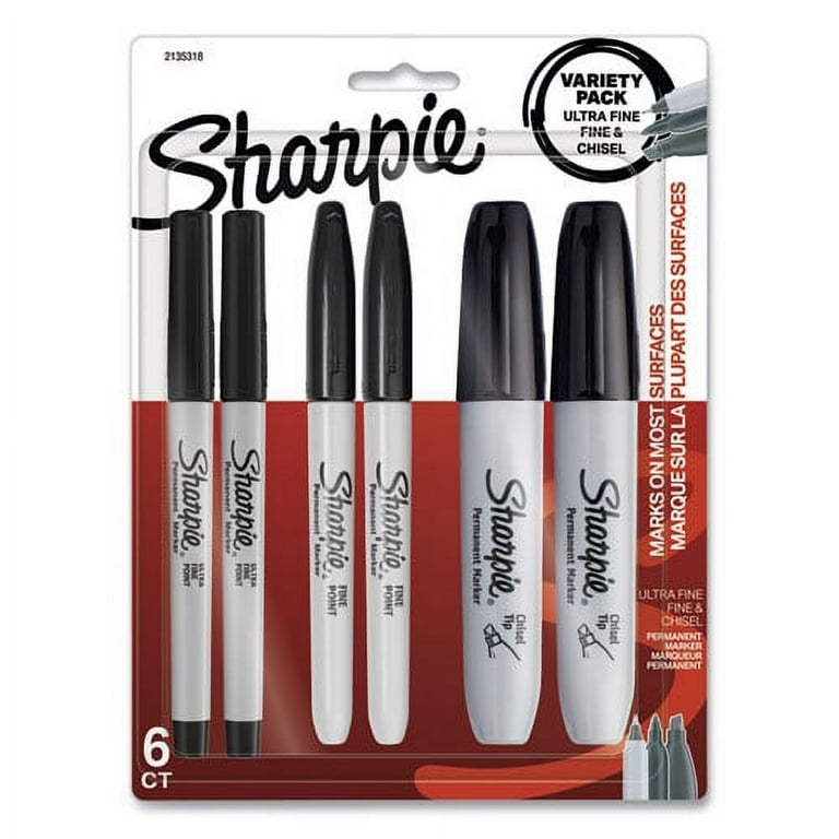 Mixed Point Size Permanent Markers, Assorted Tip Sizes/Types, Black, 6/Pack Mixed Point Size Permanent Markers, Assorted Tip Sizes/Types, Black, 6/Pack