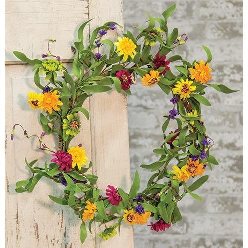 CWI Gifts Flower Twig Wreath Rings - 18 inch - Wreath Decor for Front Door and Candle Decorating - Mixed Prairie Daisy