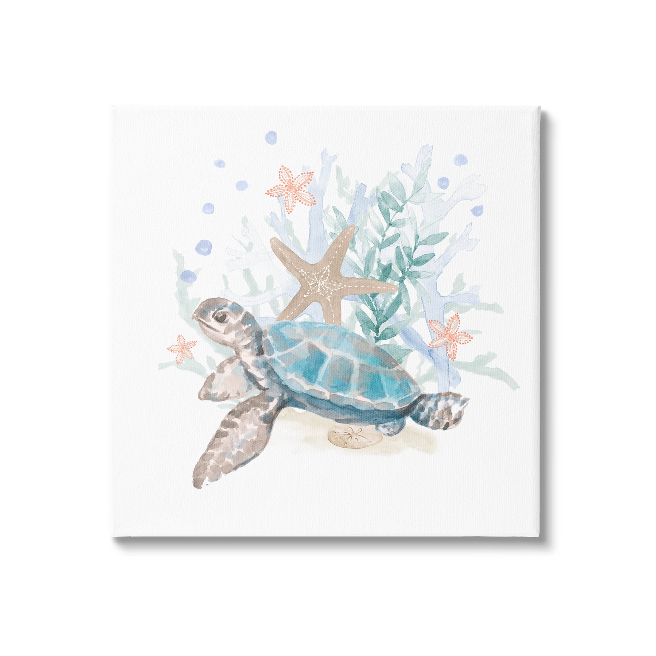 Mixed Sea Life Tortoise Swimming Animals & Insects Graphic Art Gallery Wrapped Canvas Print Wall Art