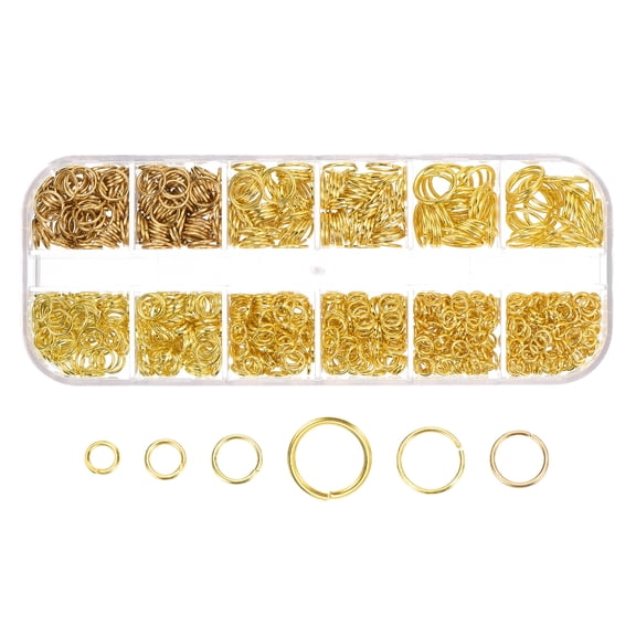 Mixed Size 4-10mm Open Jump Rings Iron Round Key Rings Clasps, Golden