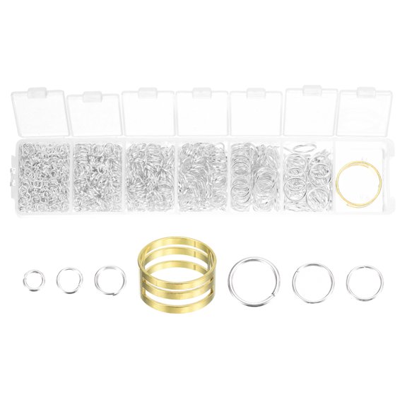 Mixed Size 4-10mm Open Jump Rings Iron Round Key Rings Clasps, Silver Tone
