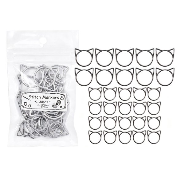Mixed Size Row Markers Pack, 30 Piece Ear Zinc Alloy Yarn Tools for Knitting Repeats, Lace Sections, Dolls