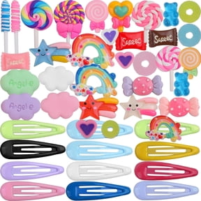 Mixed Slime Charms Hair Clips,30pcs Slime Charms and 20pcs Hair Pins, Kawaii Candy Sweets Lollipop Charm Colorful Flatback Resin Ornaments Hair Clips for DIY Phone Case Scrapbooking Crafts