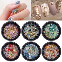 Mixed Sparkle Nail Art Rhinestones Diamonds Crystals Butterfly Beads Artificial Pearls Gold Silver Nail Studs Gems Metal Hollow Rivets Charms (Micro Caviar Beads)
