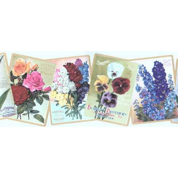 Mixed Spring Flower Ads Wall Paper Border