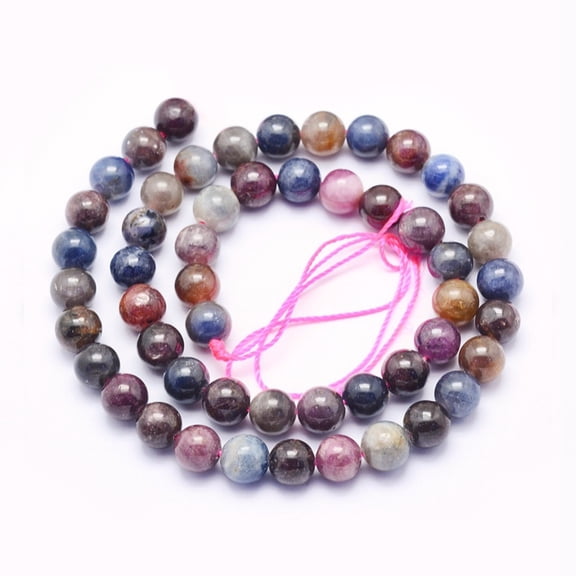 Mixed Stone 1 strand Natural Red Corundum/Ruby and Sapphire Beads Strands Round 6mm Hole: 0.8mm 67pcs/strand 15.9 inch(40.5cm)