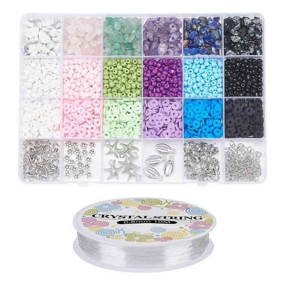 Mixed Stone & Glass Seed & Polymer Clay Beads DIY Jewelry set Making Kit