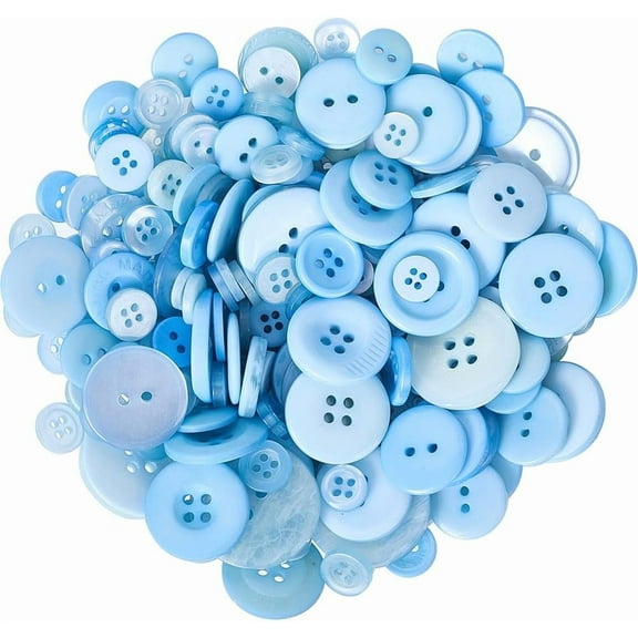 Mixed Style Blue Resin Button Flat Round Multiple Shape 2 and 4 Holes Flatback Assorted Sizes Cute Replacement Buttons Bulk for Sewing Making Clothes Dress DIY Craft Home Decor Accessories Blue DIY