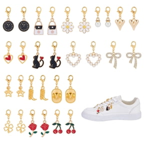 Mixed Styles Metal Charms Shoe Charms with Rings Gold Enamel Charm Pendants Shoelace Charm Shoe Decoration Pendant
