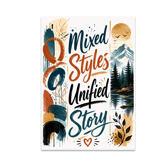 Mixed Styles Unified Story - Eclectic Art Enthusiast - 13x19 Poster Print