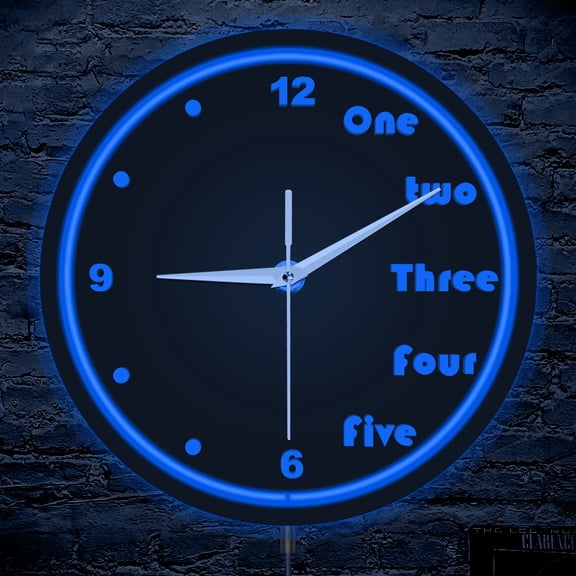 Mixed Word and Number Glowing Metal Frame Neon Light Wall Clock Retro Aesthetic Home Decor LED Backlit Clock for Bar Game Room