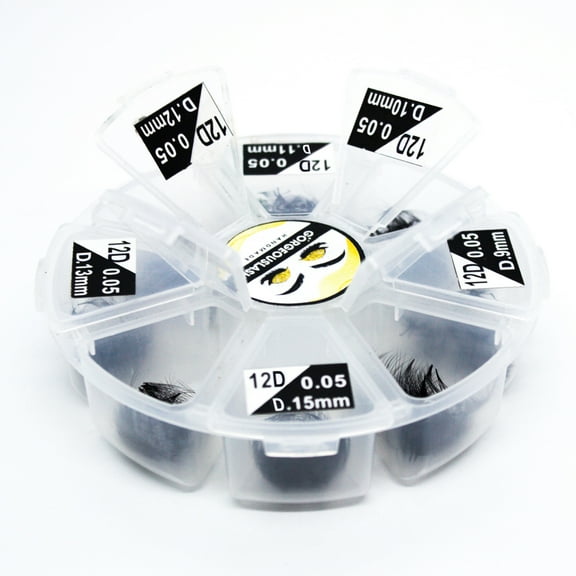 Mixed length 12D Curl D Lashes, 1000 Pro-made Volume Fans, 0.05mm thickness, Eyelash Extension. Handmade and Gorgeously Crafted!