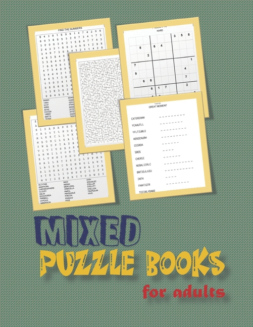 Mixed puzzle books for adults word search, sudoku hard, Number