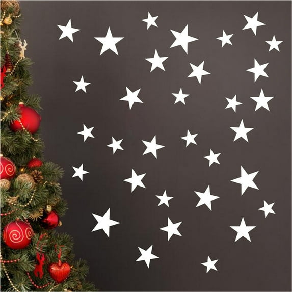 Mixed size Stars Wall Stickers Kid Decal Art Nursery Bedroom Vinyl Decoration/ 17 Star Stickers 6108 White