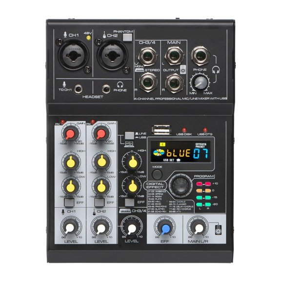 Mixer 4 Channel Sound Table 88 DSP Effect Mixing Console with USB Record Play ,Easy to Use