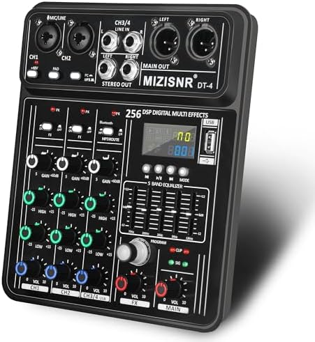 Mixer Audio A 4 Canali G4 – Portatile Con USB, Bluetooth, Ingresso XLR E Phantom 48V, Per Registrazione E DJ